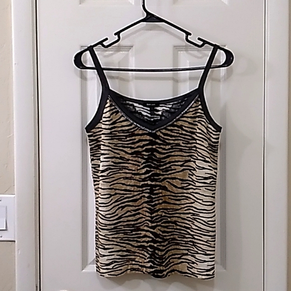 Escada Jacquard Zebra Lace Trimmed Camisole